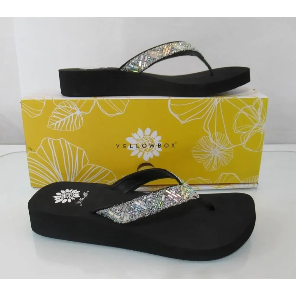 Yellow Box Size 7 Jazel Flip Flops Thong Sandals Comfort Silver - Picture 3 of 8